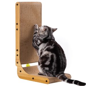 Cat Scratcher – 26.8-Inch Cardboard with Ball Toy and Catnip – Large
